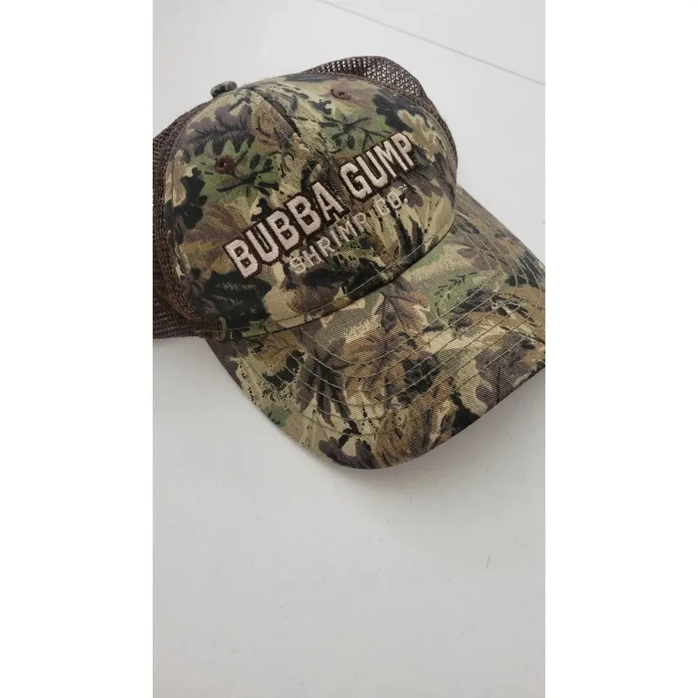 Bubba Gump Shrimp Co Camo Trucker Hat Snapback Brown Mesh Adjustable Cap